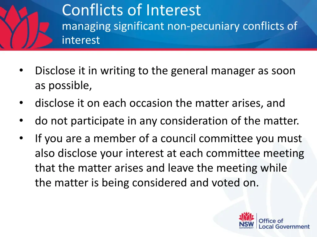 conflicts of interest managing significant