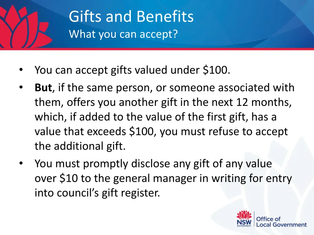 gifts and benefits what you can accept