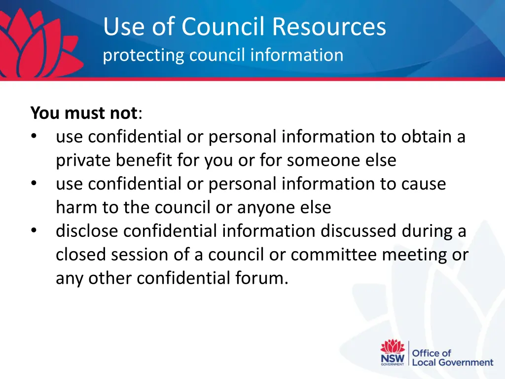 use of council resources protecting council 1