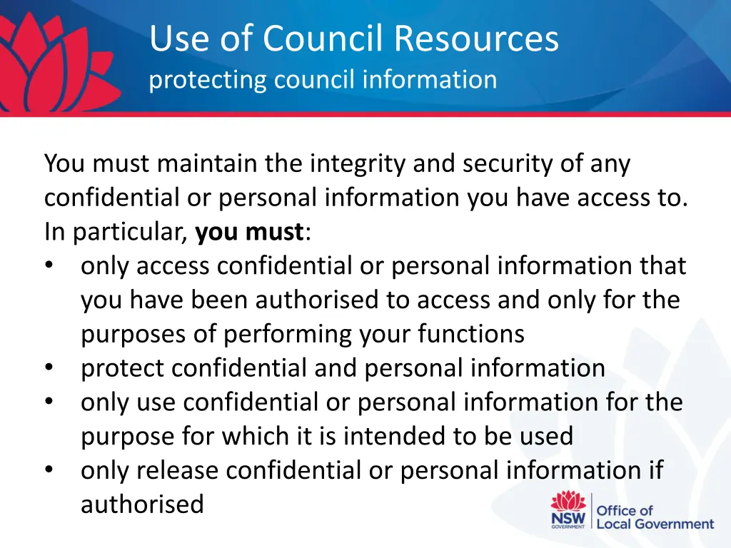 use of council resources protecting council