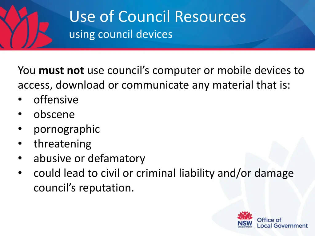 use of council resources using council devices