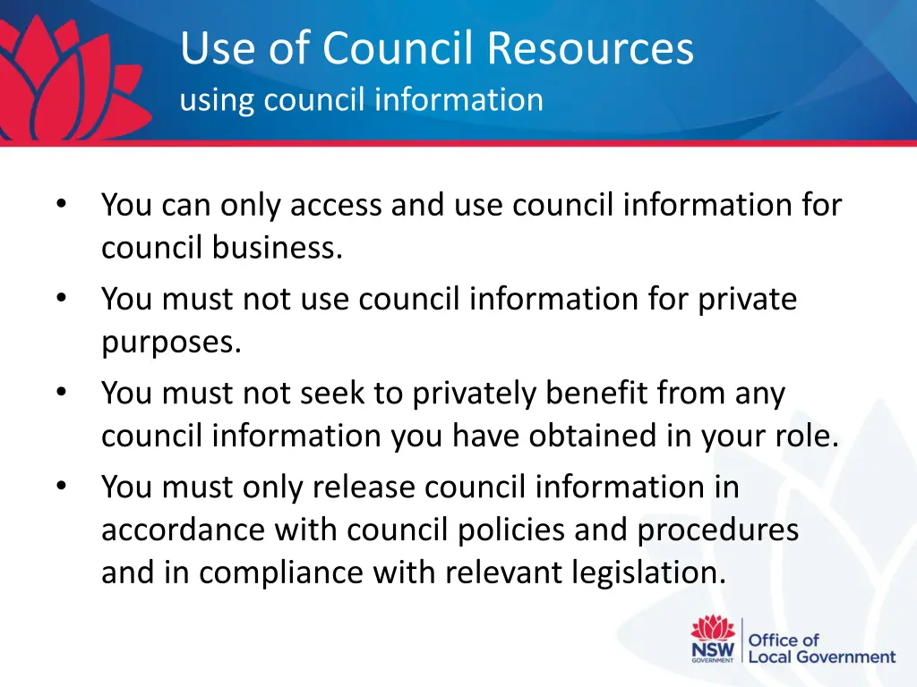 use of council resources using council information