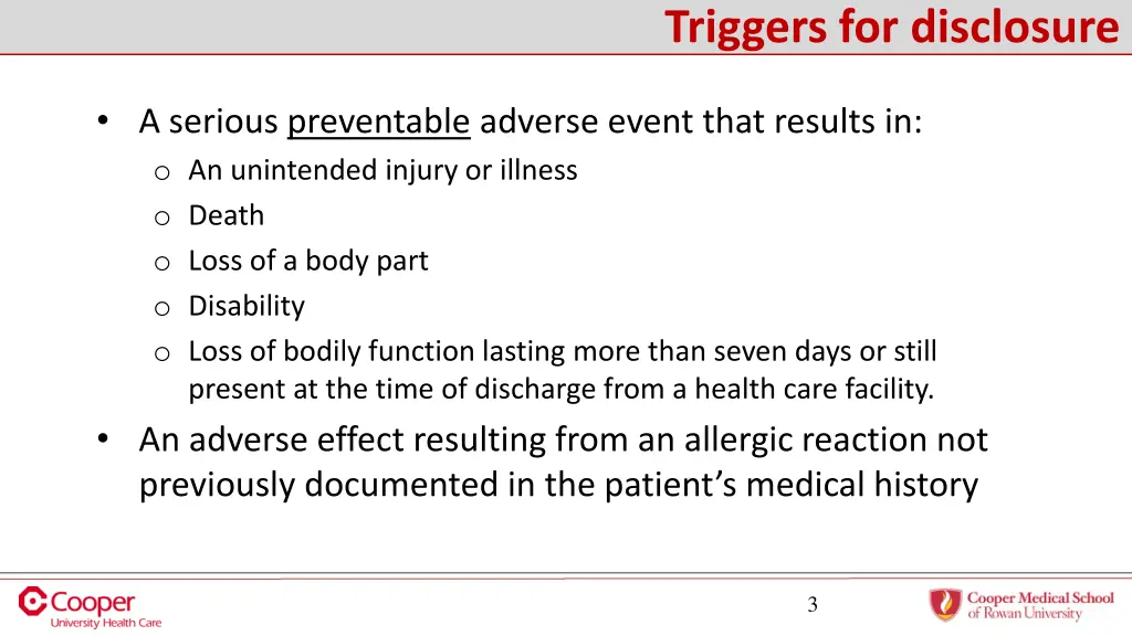 triggers for disclosure