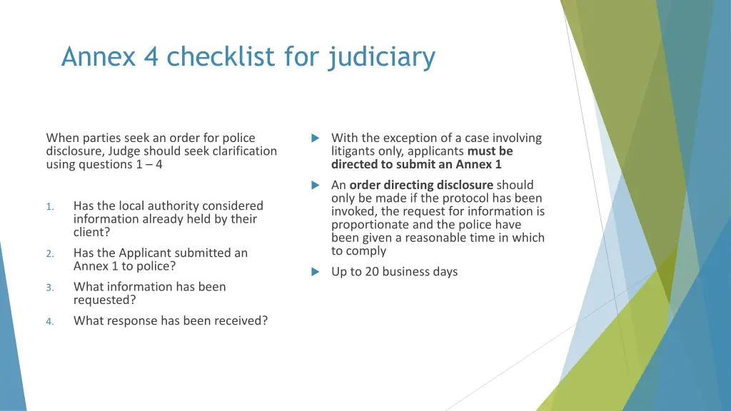 annex 4 checklist for judiciary