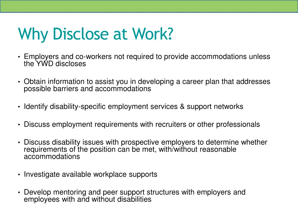 why disclose at work