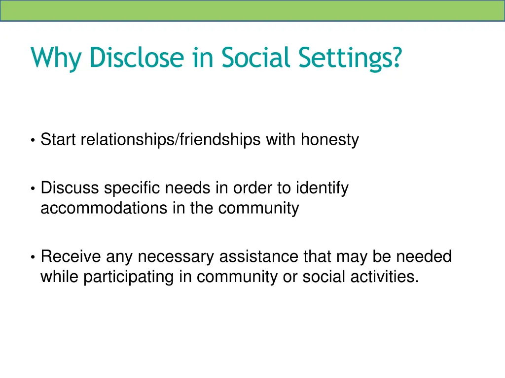 why disclose in social settings