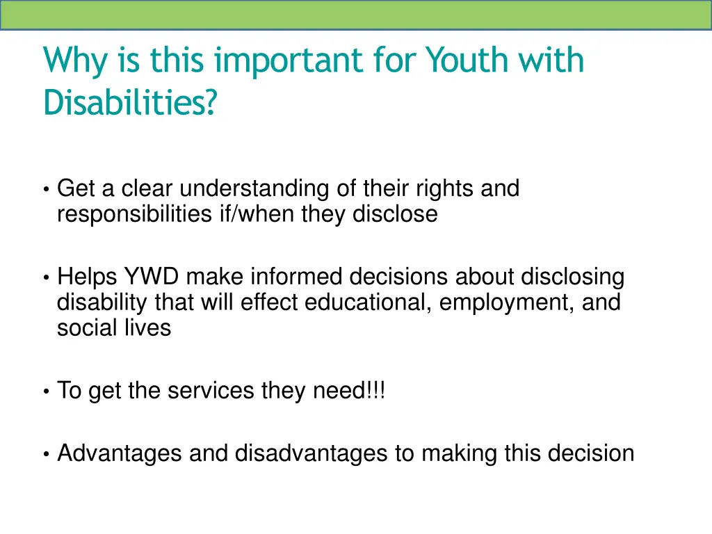 why is this important for youth with disabilities