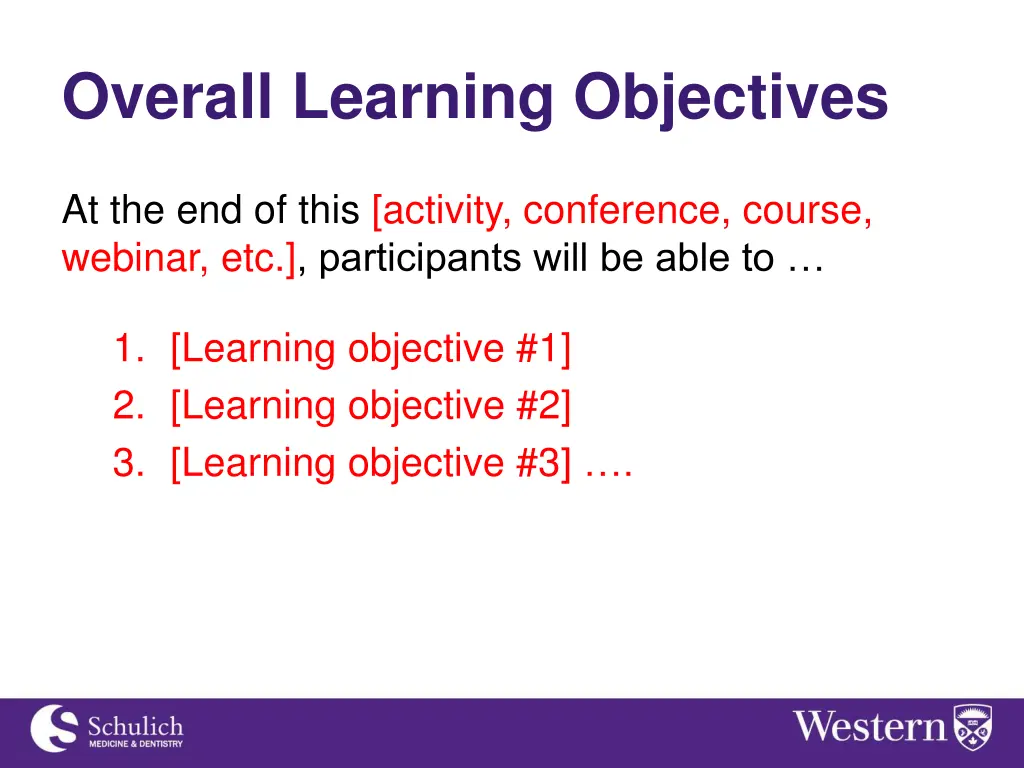 overall learning objectives