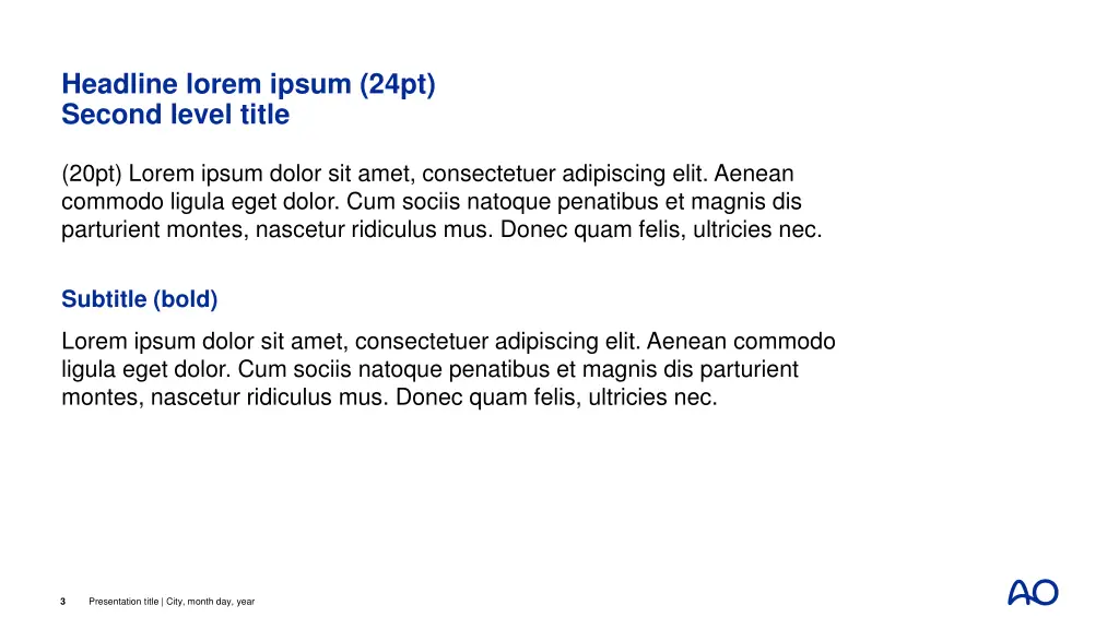 headline lorem ipsum 24pt second level title