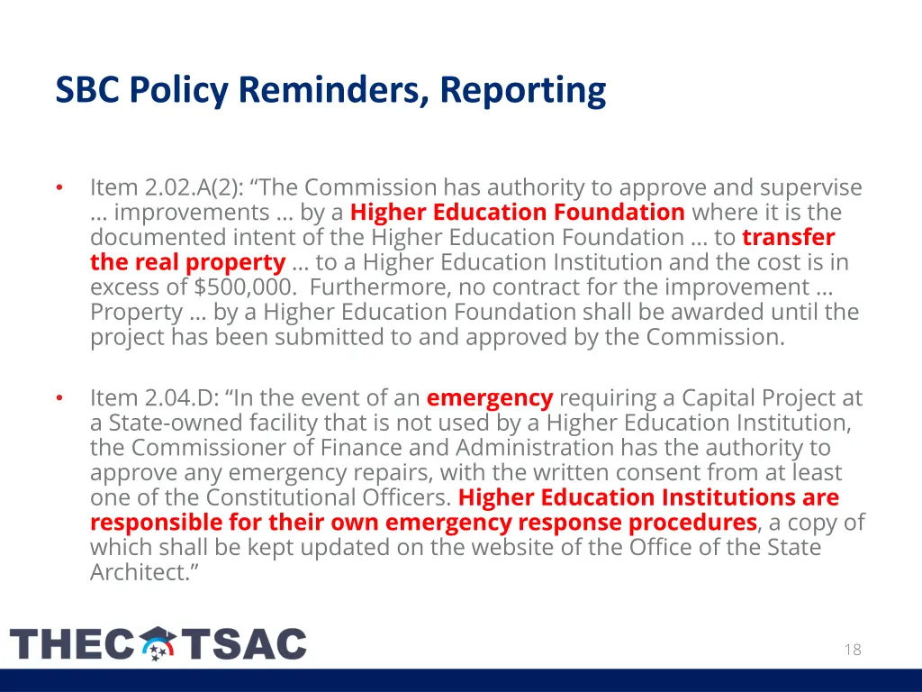 sbc policy reminders reporting 1