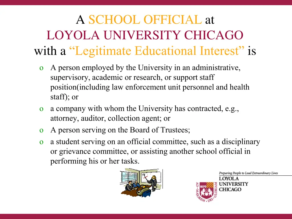 a school official at loyola university chicago