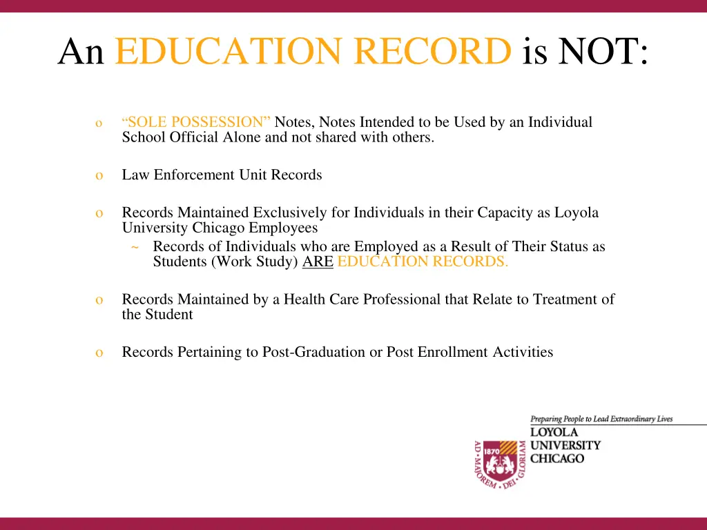 an education record is not