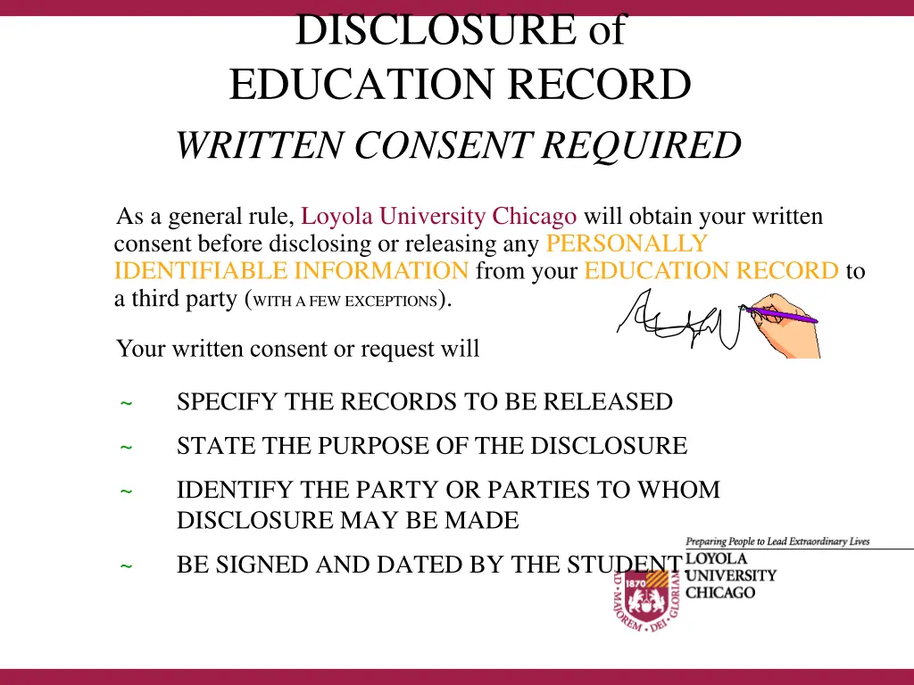 disclosure of education record written consent