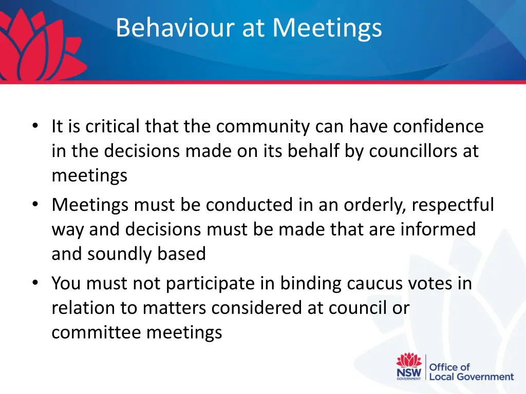 behaviour at meetings 1