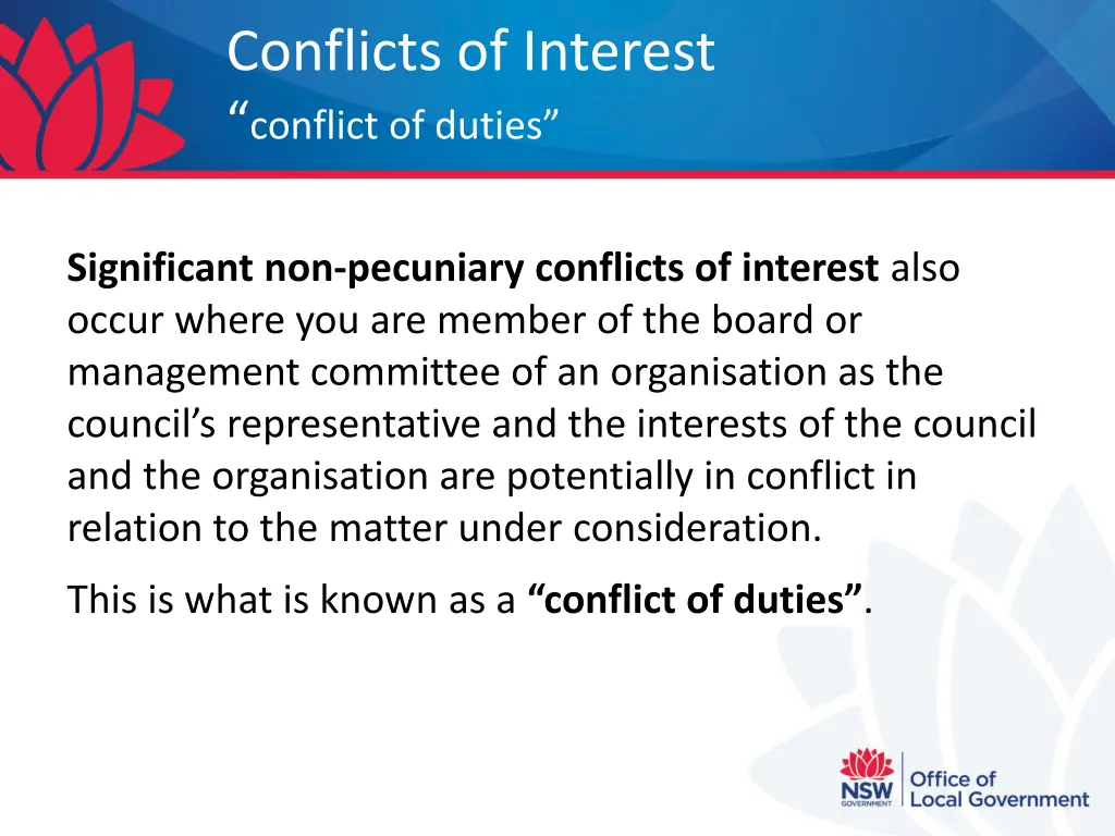 conflicts of interest conflict of duties