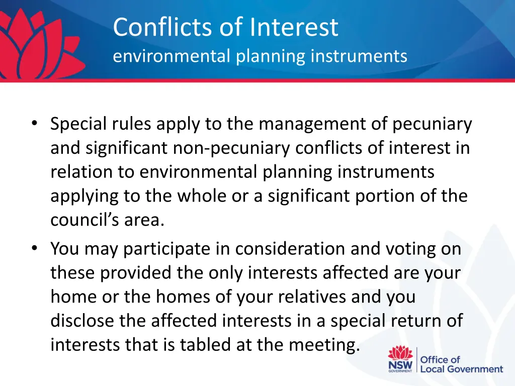 conflicts of interest environmental planning