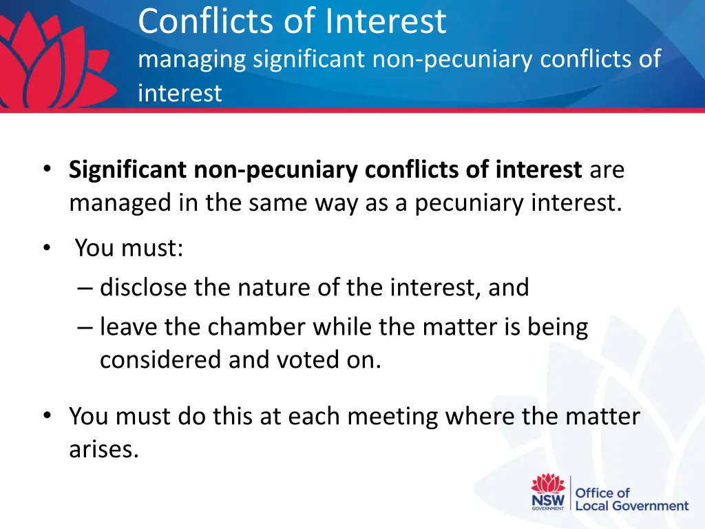 conflicts of interest managing significant