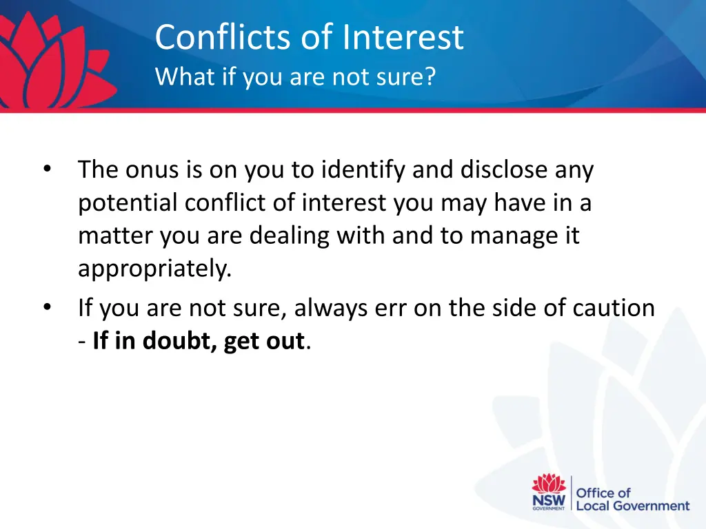 conflicts of interest what if you are not sure