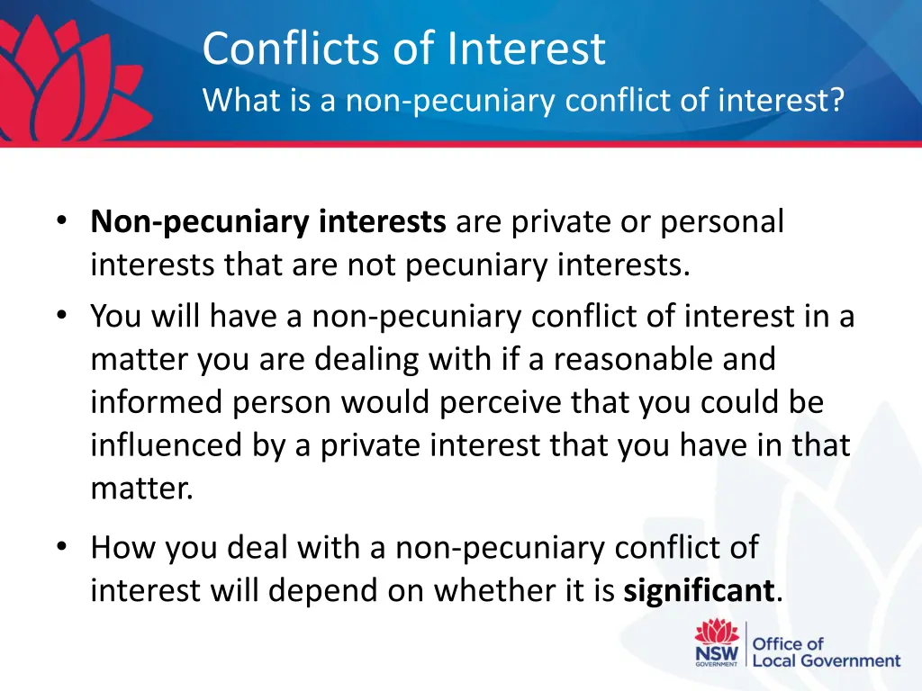 conflicts of interest what is a non pecuniary