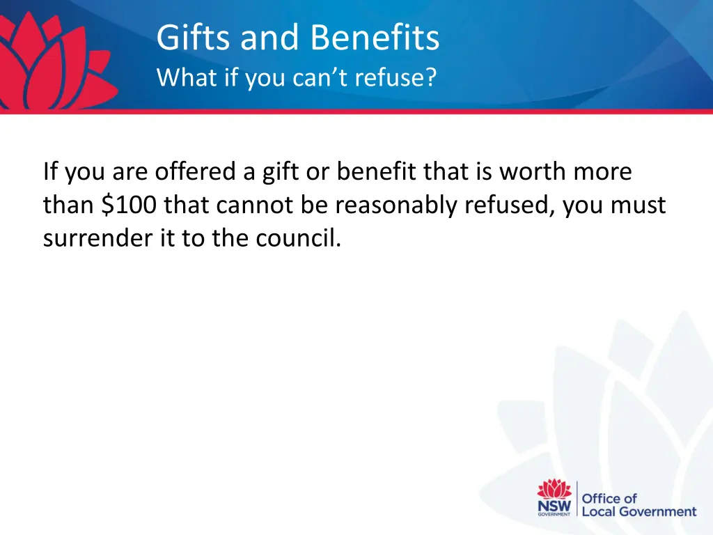 gifts and benefits what if you can t refuse