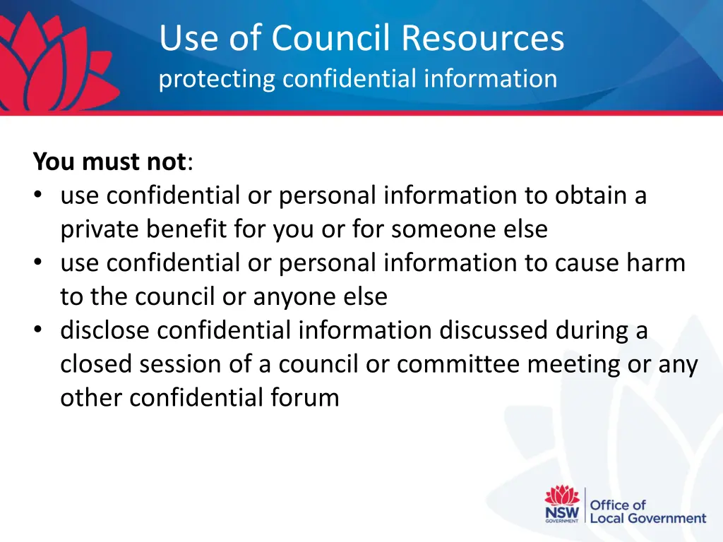 use of council resources protecting confidential 1