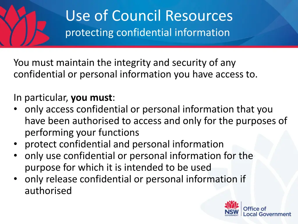 use of council resources protecting confidential