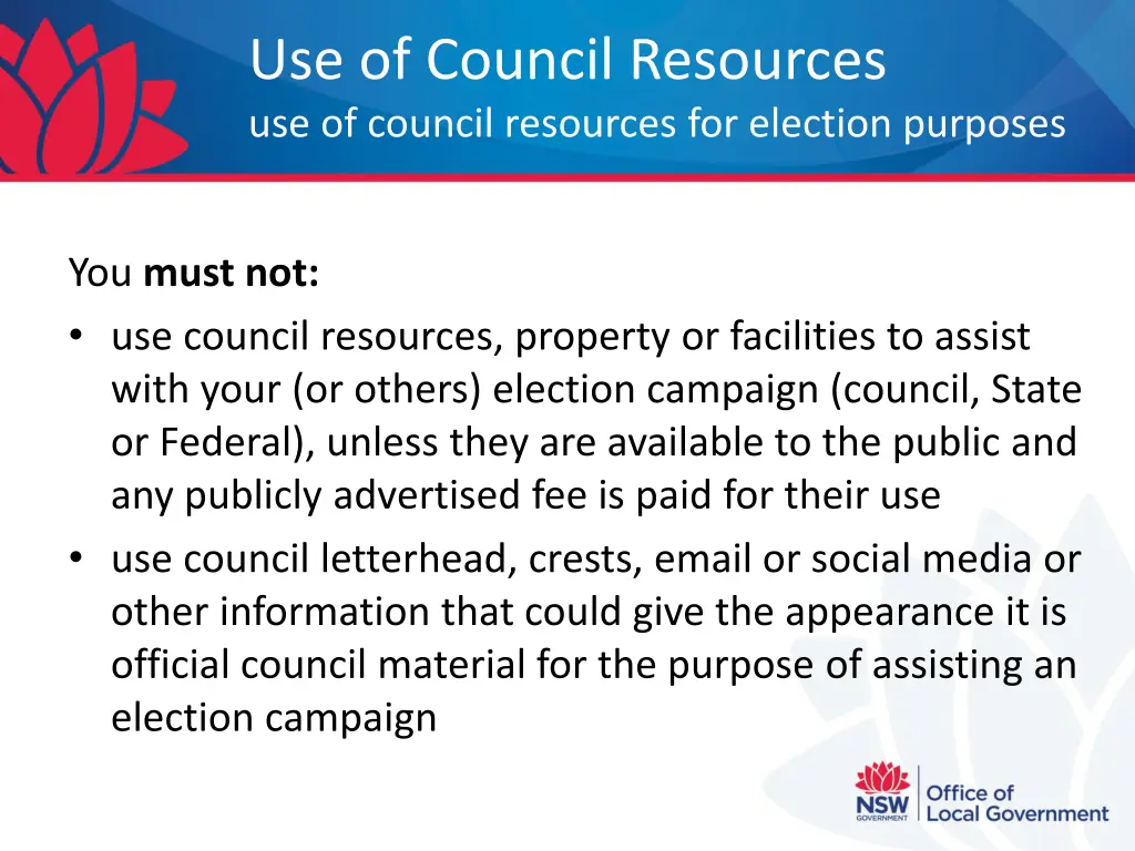 use of council resources use of council resources