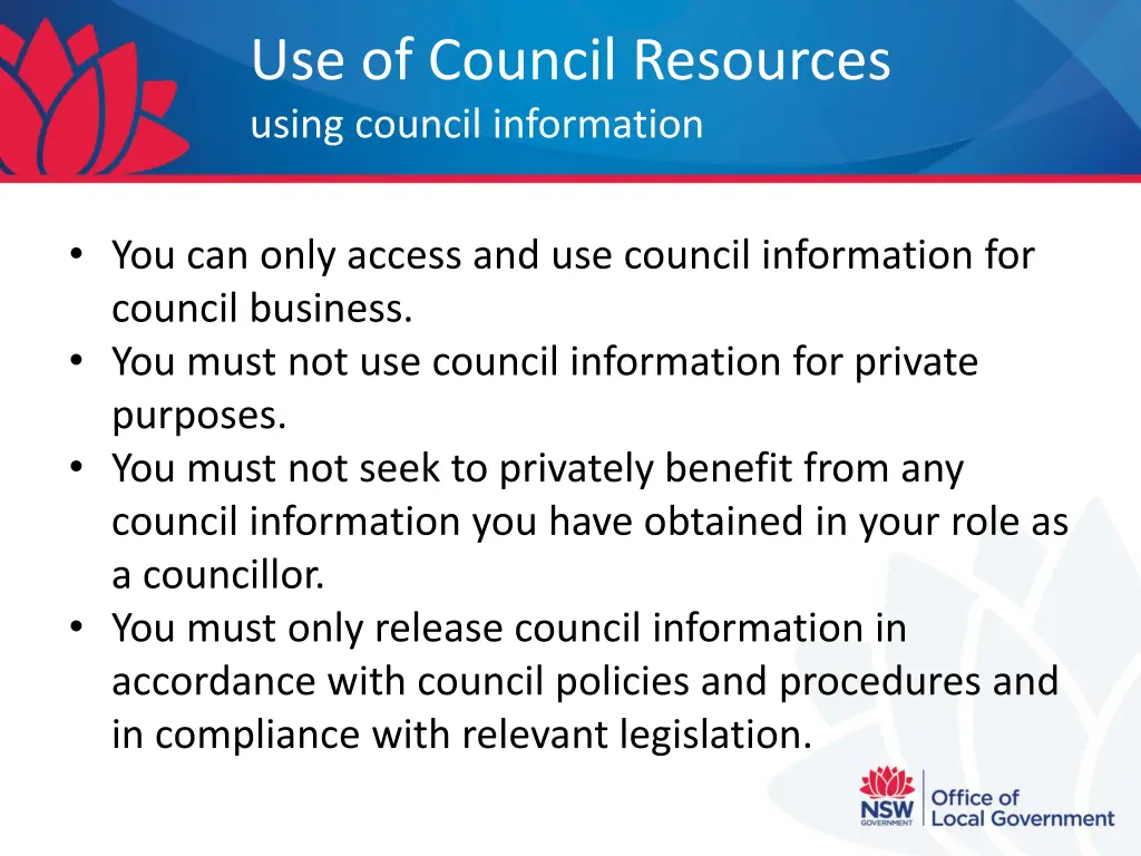 use of council resources using council information