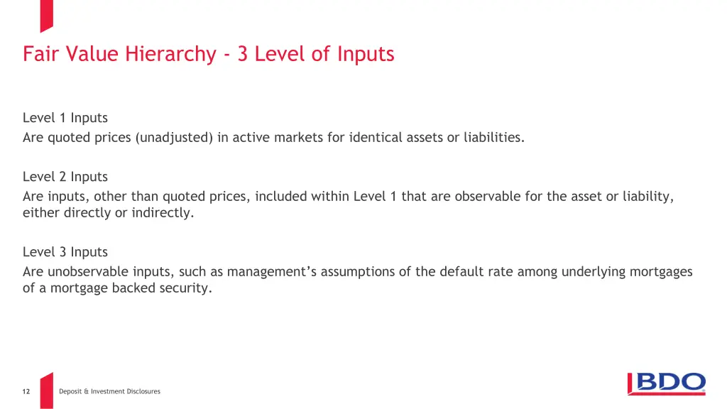 fair value hierarchy 3 level of inputs