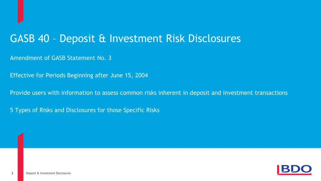 gasb 40 deposit investment risk disclosures