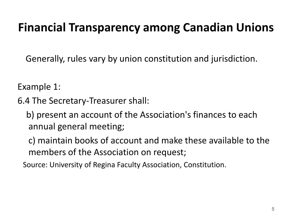 financial transparency among canadian unions