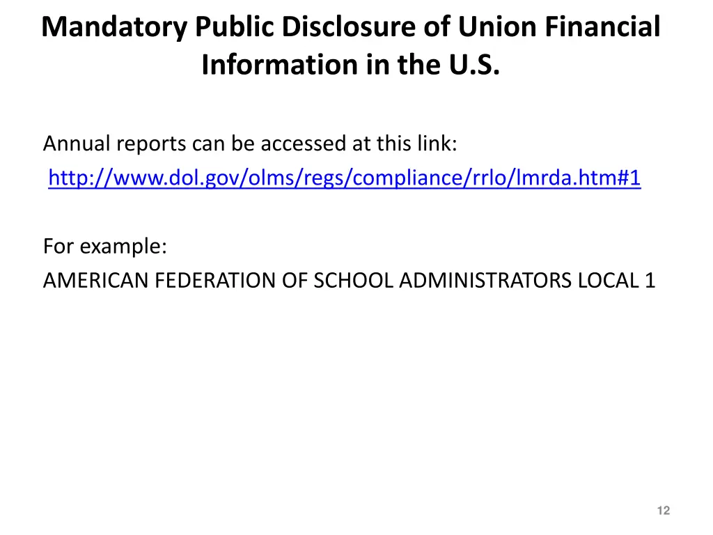 mandatory public disclosure of union financial