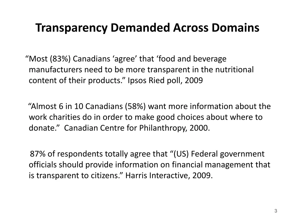 transparency demanded across domains