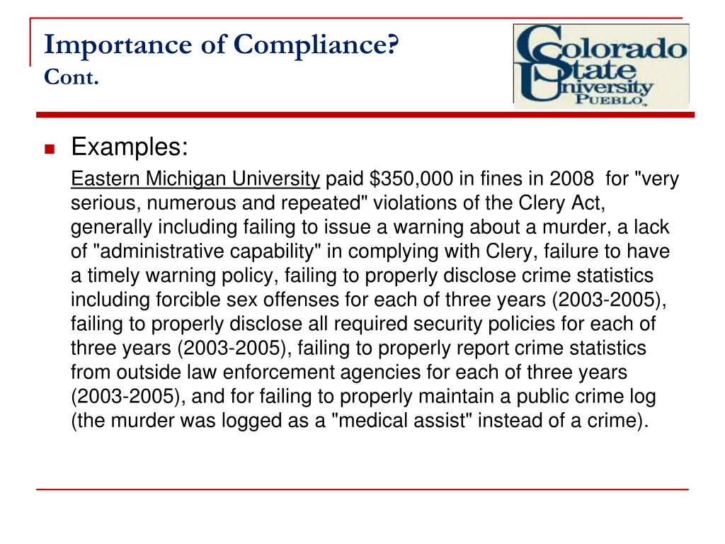 importance of compliance cont