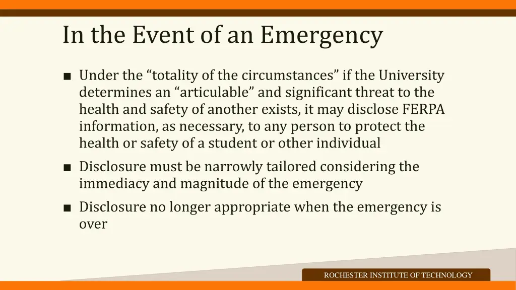 in the event of an emergency