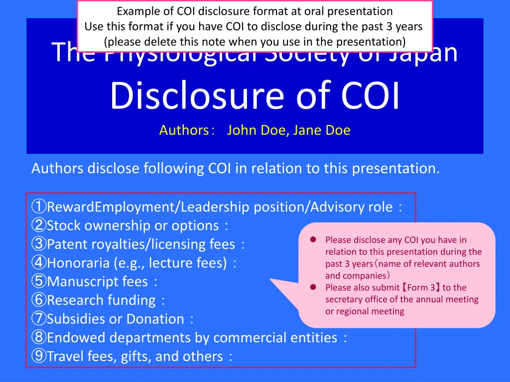 example of coi disclosure format at oral 1