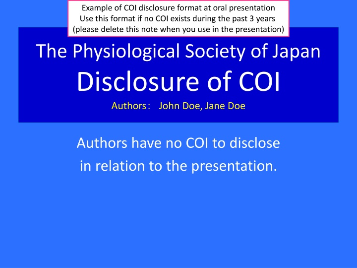 example of coi disclosure format at oral