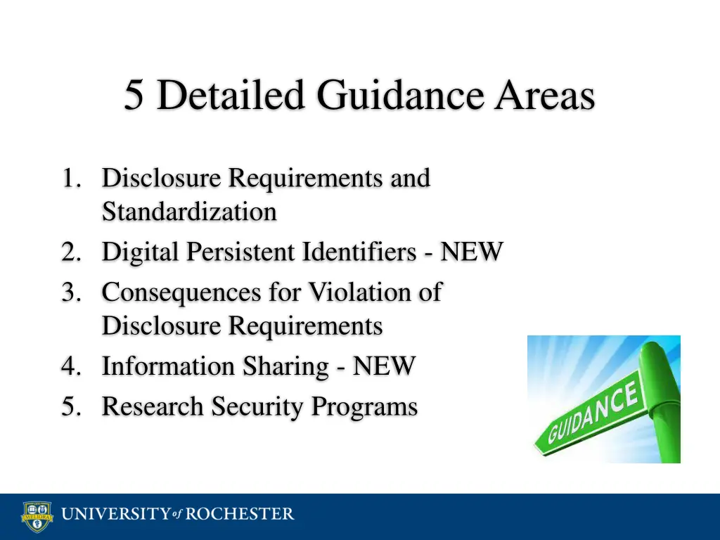 5 detailed guidance areas