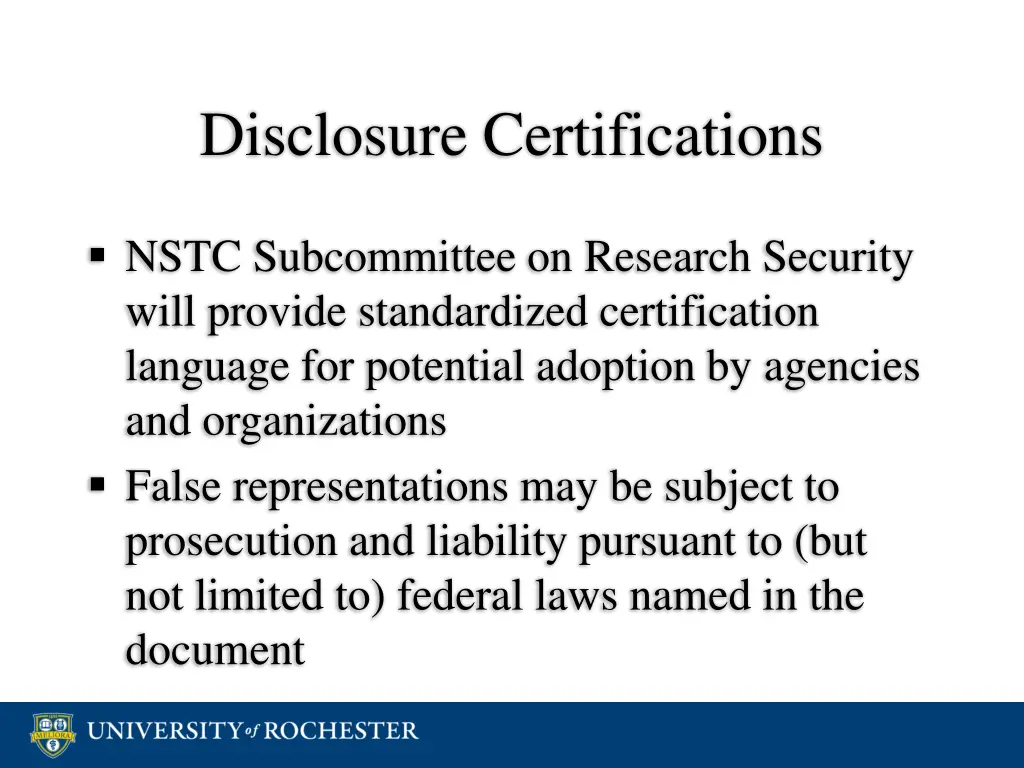 disclosure certifications