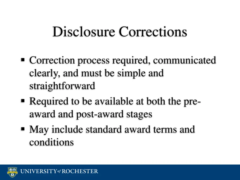 disclosure corrections