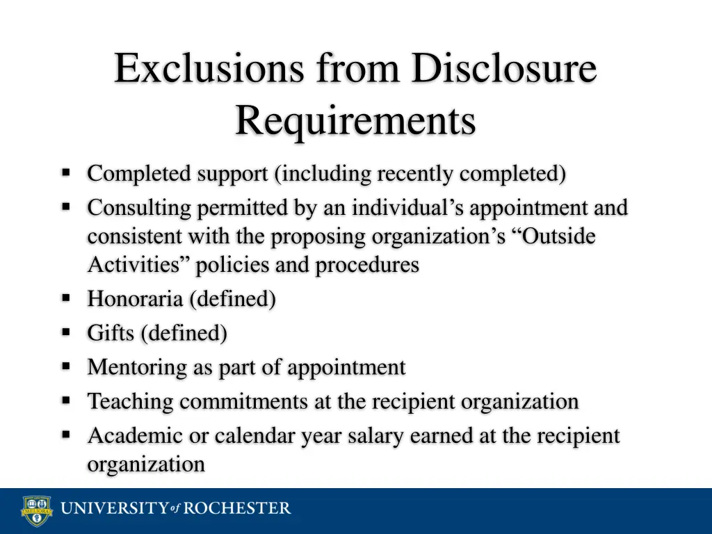 exclusions from disclosure requirements