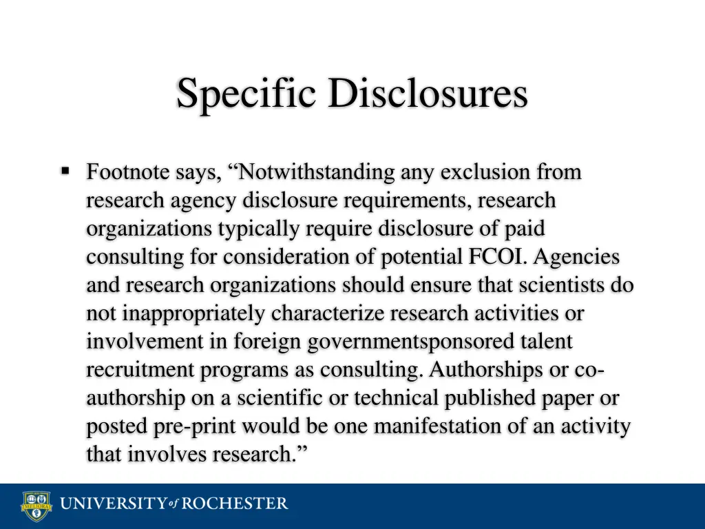 specific disclosures