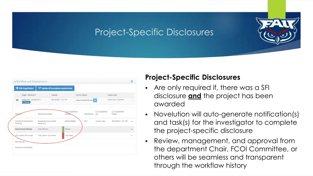 project specific disclosures