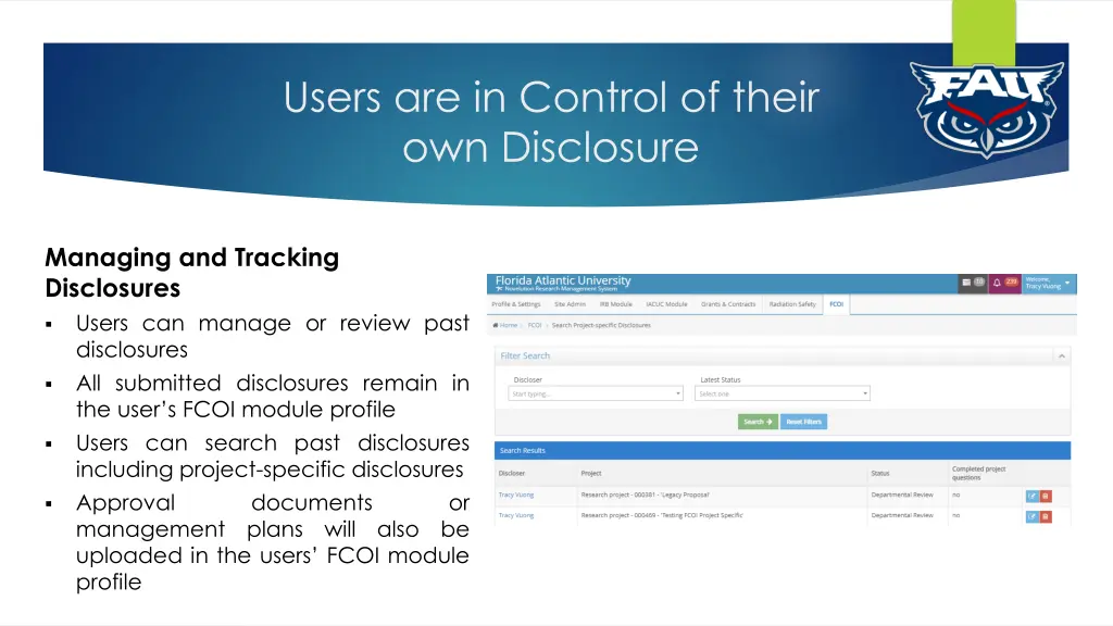 users are in control of their own disclosure