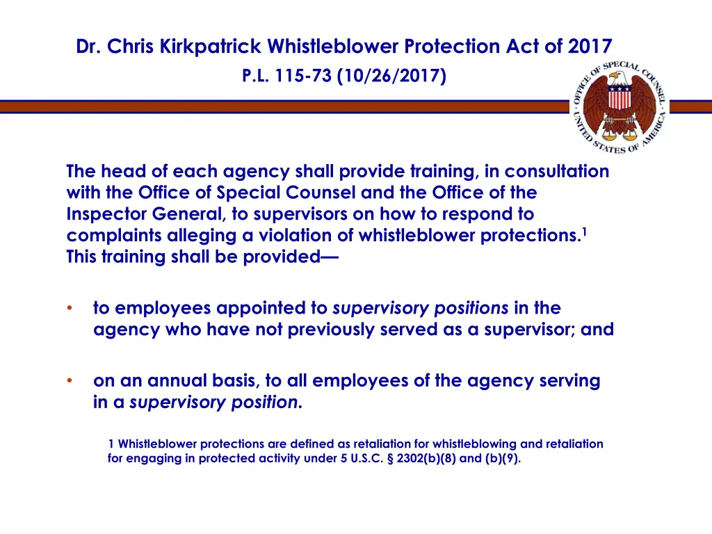 dr chris kirkpatrick whistleblower protection