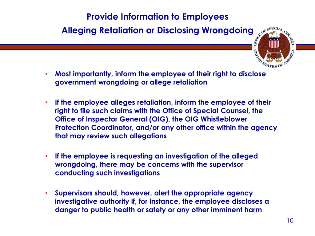 provide information to employees alleging