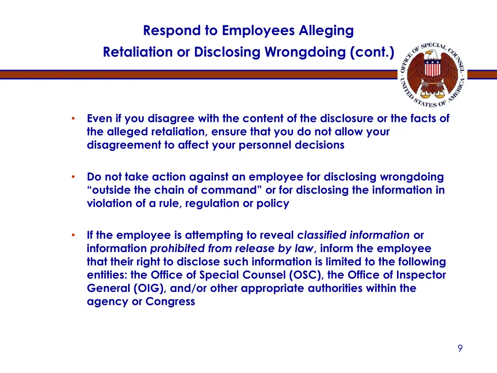 respond to employees alleging retaliation 1