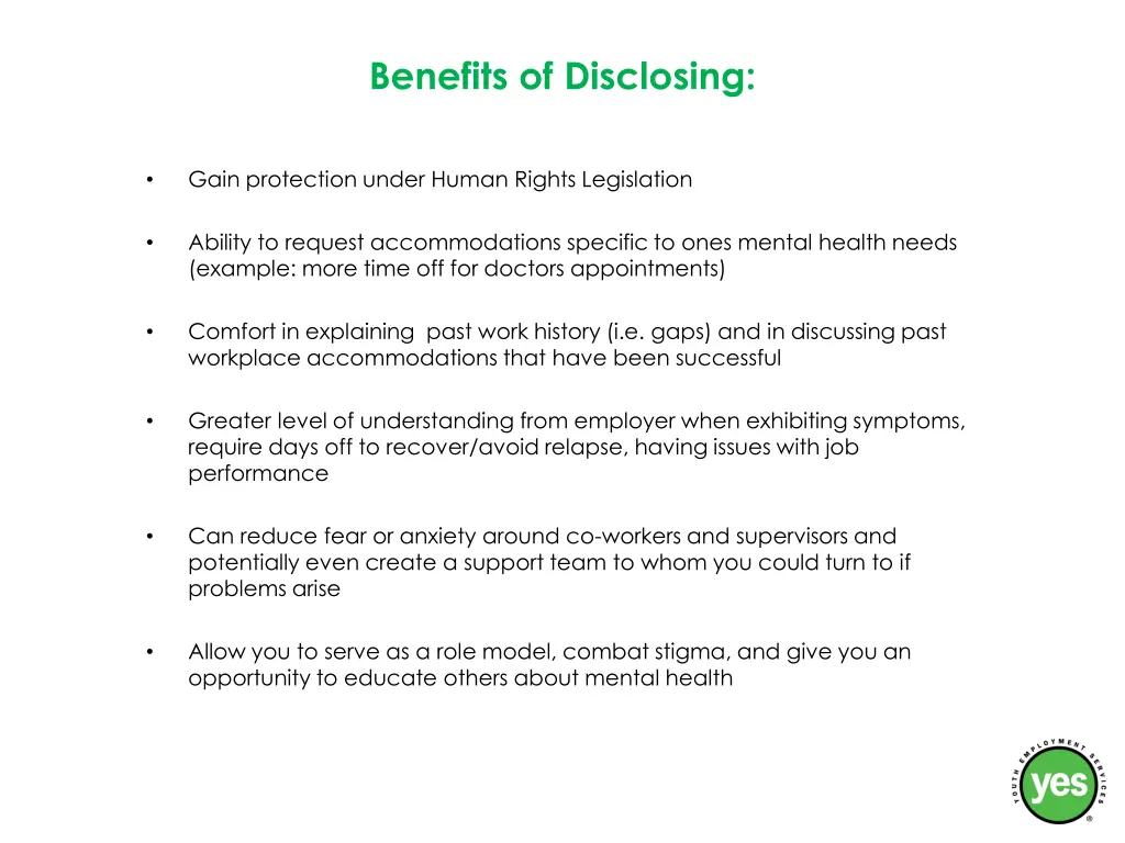 benefits of disclosing