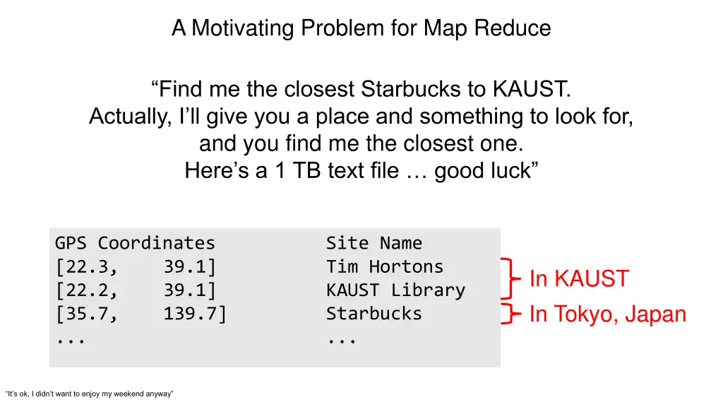 a motivating problem for map reduce