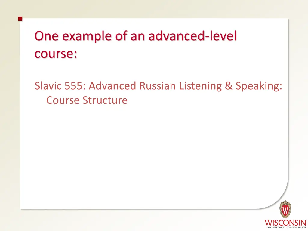 one example of an advanced level course